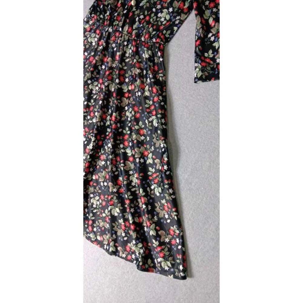 Homemade Grandmacore 3/4 Sleeve Midi Dress Womens Size Small Black Flowers... - Picture 4 of 10